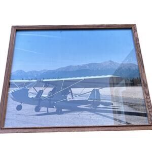 Vintage 70's 80's Mountains Aviation Plane Framed Cabin Decor Snow